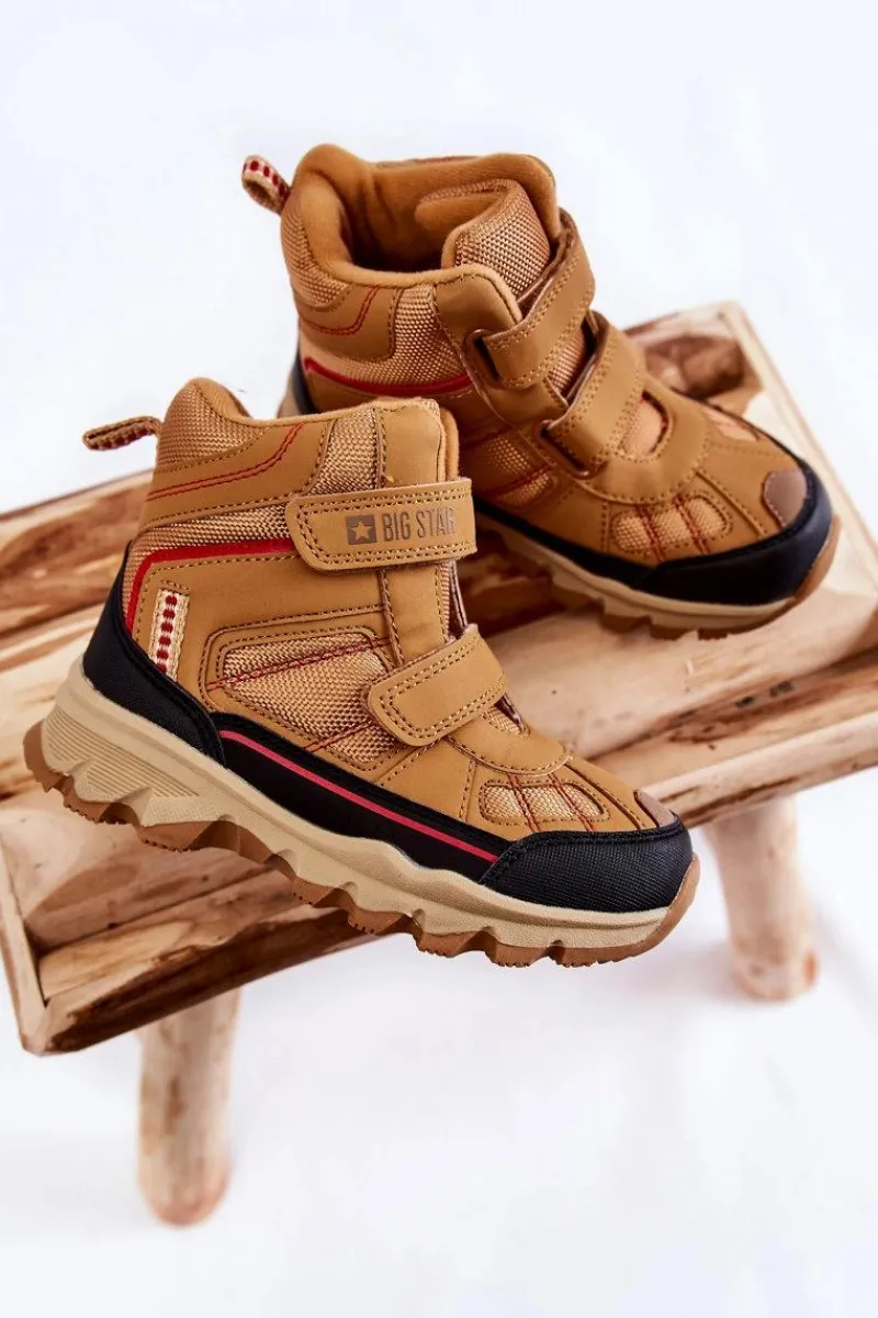 New Dziecięce Botki Trapery Memory Foam Big Star KK374158 Camel Dzieci Chłopięce