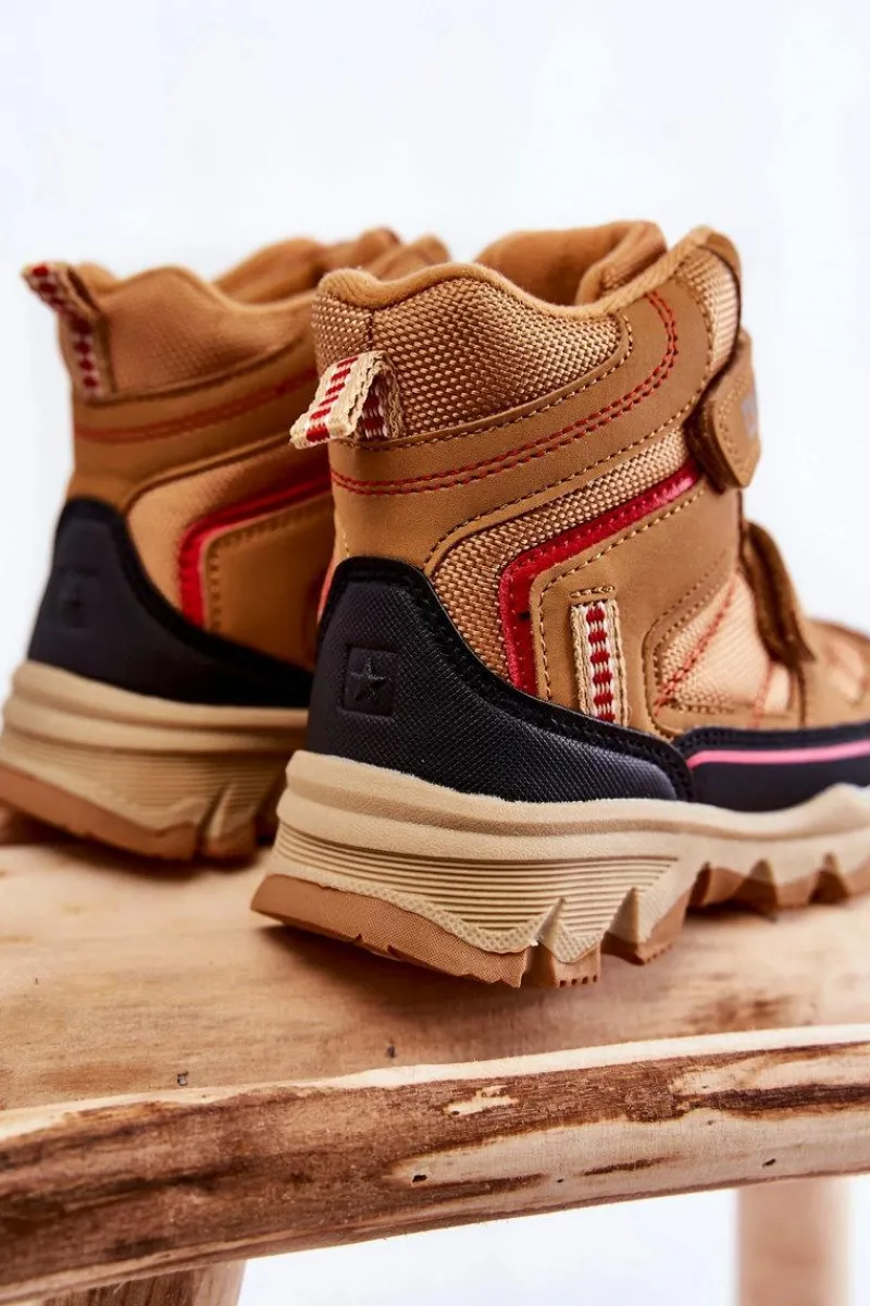 New Dziecięce Botki Trapery Memory Foam Big Star KK374158 Camel Dzieci Chłopięce