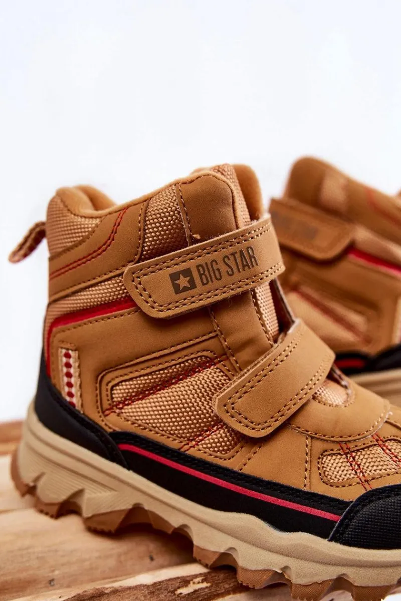 New Dziecięce Botki Trapery Memory Foam Big Star KK374158 Camel Dzieci Chłopięce