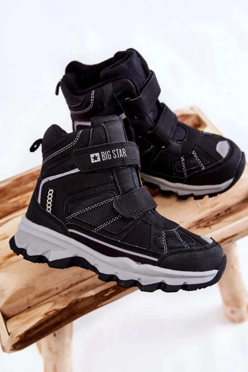 Chłopięce>Big Star Shoes Dziecięce Botki Trapery Memory Foam Big Star KK374157 Czarne Czarny