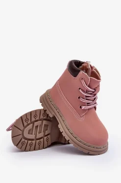 Clearance Boto Dziecięce Botki Trapery Na Suwak Różowe Bansi