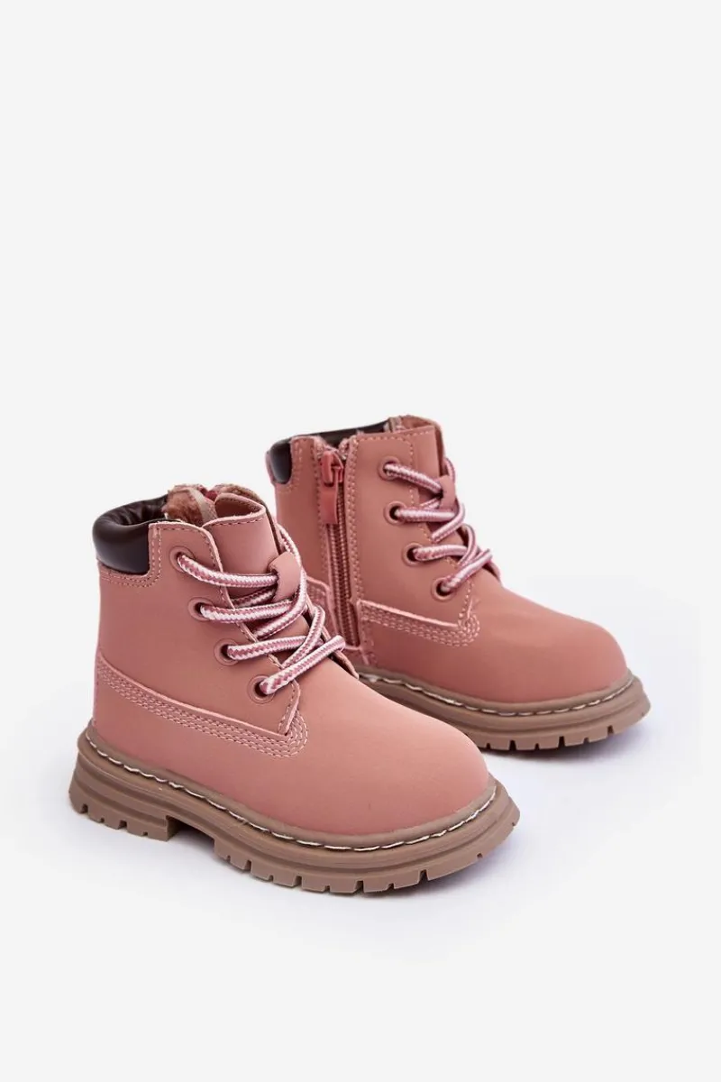 Clearance Boto Dziecięce Botki Trapery Na Suwak Różowe Bansi