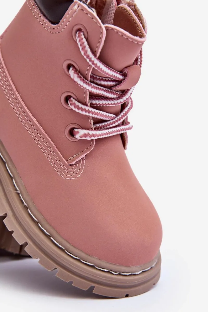 Clearance Boto Dziecięce Botki Trapery Na Suwak Różowe Bansi