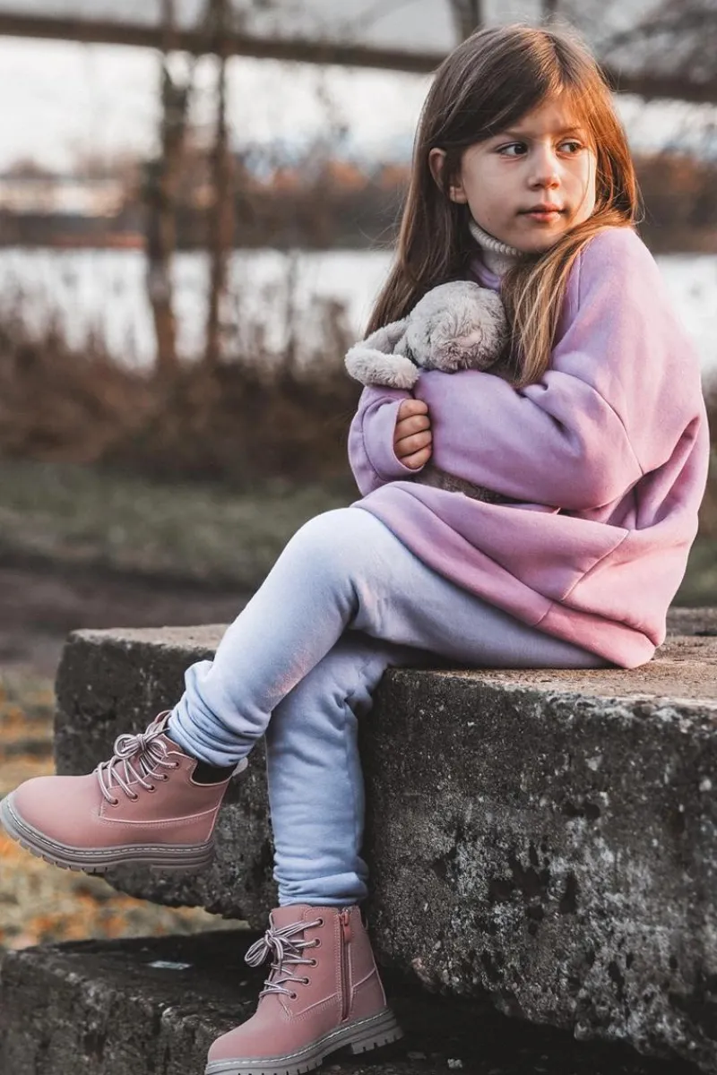 Clearance Boto Dziecięce Botki Trapery Na Suwak Różowe Bansi