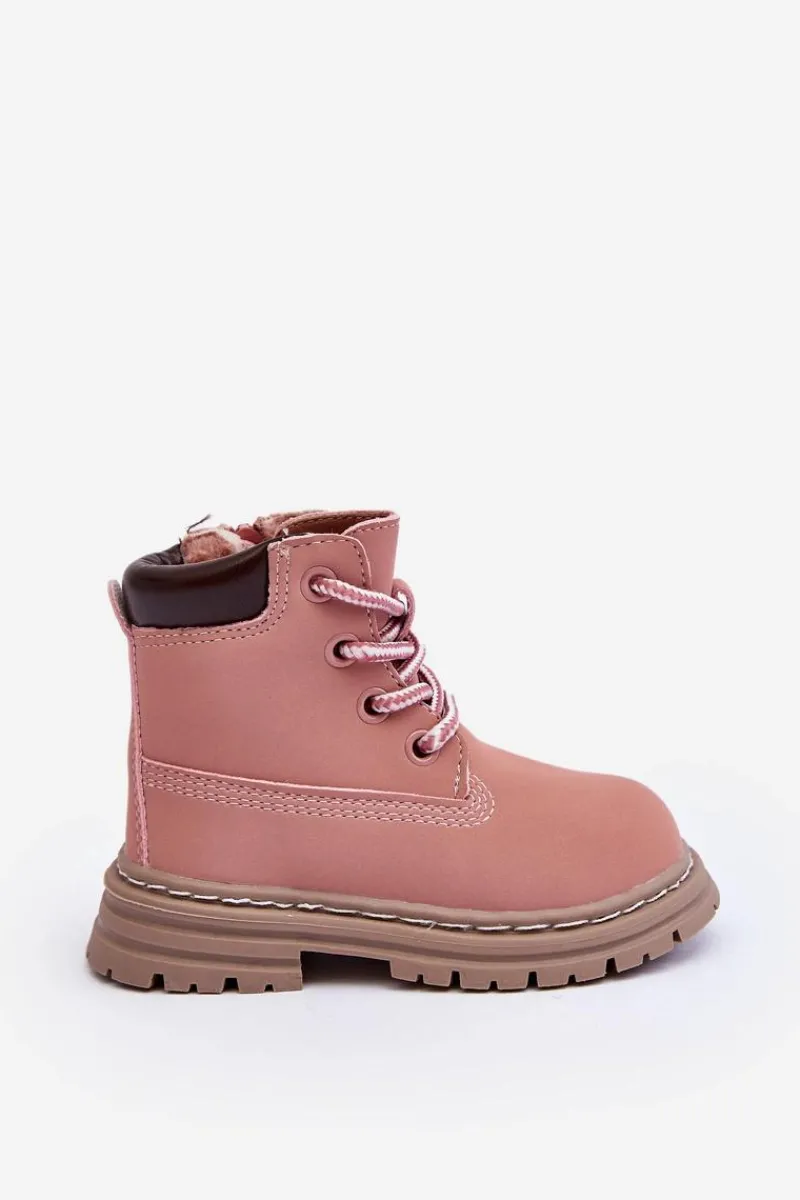 Clearance Boto Dziecięce Botki Trapery Na Suwak Różowe Bansi