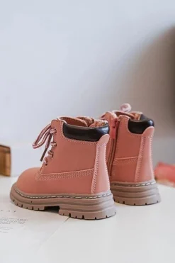 Clearance Boto Dziecięce Botki Trapery Na Suwak Różowe Bansi