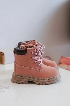 Clearance Boto Dziecięce Botki Trapery Na Suwak Różowe Bansi