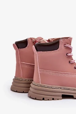 Clearance Boto Dziecięce Botki Trapery Na Suwak Różowe Bansi