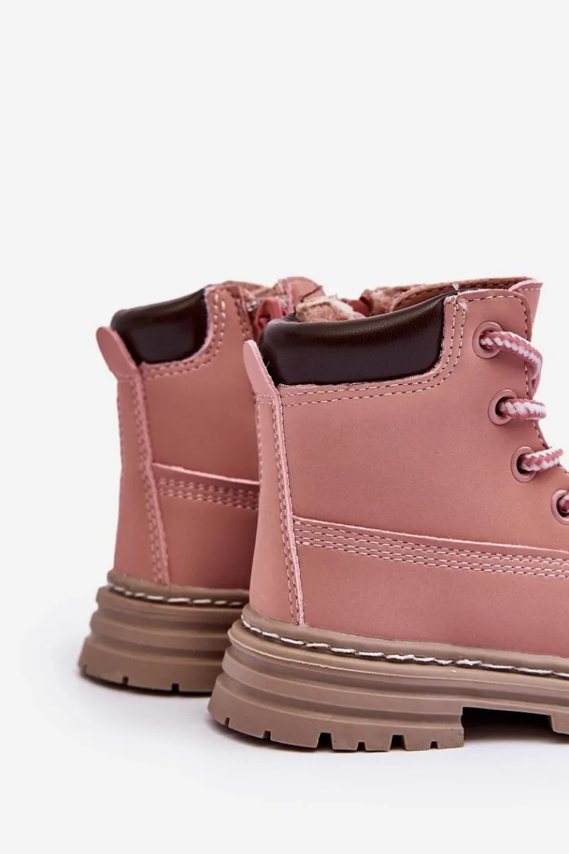 Clearance Boto Dziecięce Botki Trapery Na Suwak Różowe Bansi