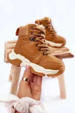 Chłopięce|Dziewczęce></noscript>Boto Dziecięce Botki Trapery Ocieplane Na Suwak Camel Marvin