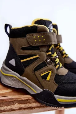 Sale Dziecięce Botki Trapery Ocieplane Wełną Khaki Marco Dzieci Chłopięce