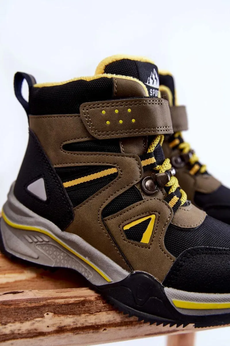 Sale Dziecięce Botki Trapery Ocieplane Wełną Khaki Marco Dzieci Chłopięce