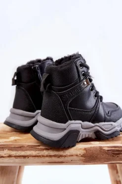 New Dziecięce Botki Trapery Ocieplane Na Suwak Czarne Marvin Dzieci Chłopięce|Dziewczęce