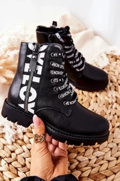 New Buty damskie Vinceza Dziecięce Botki Workery Czarne Pomeroy