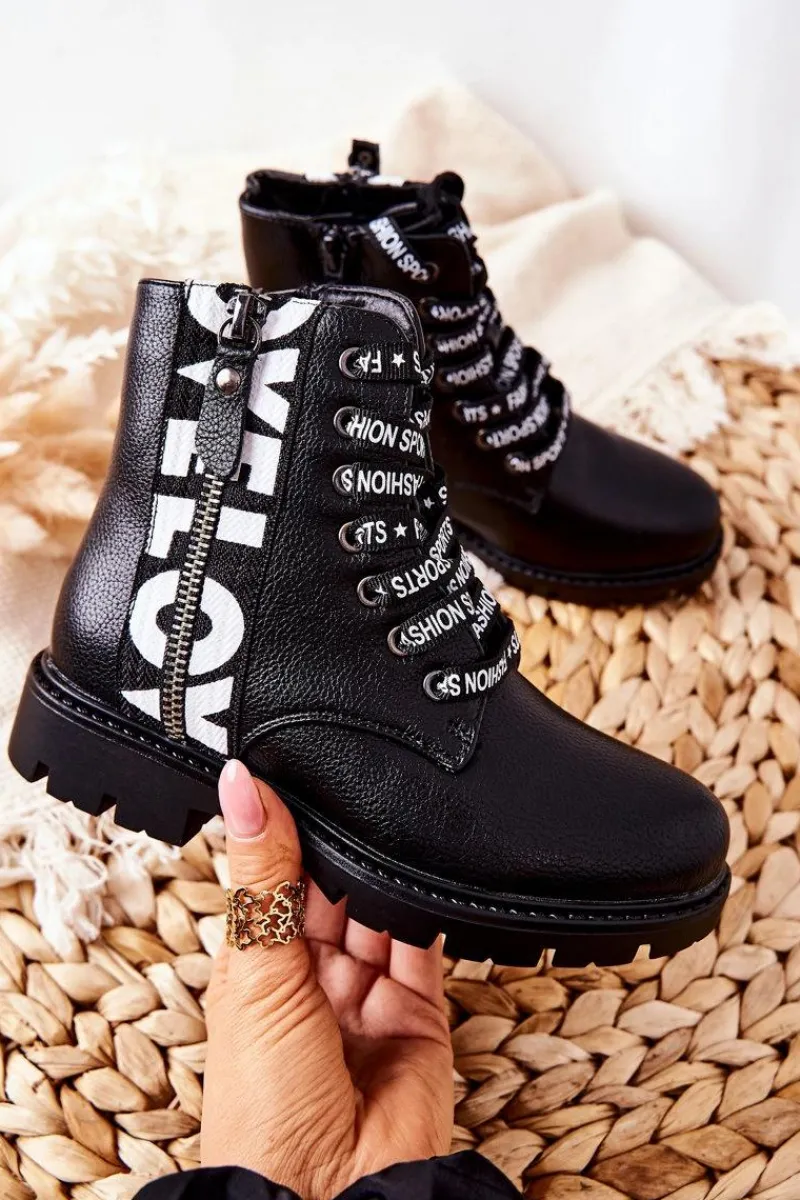 New Buty damskie Vinceza Dziecięce Botki Workery Czarne Pomeroy