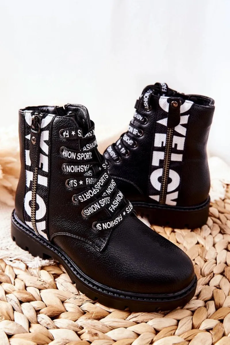 New Buty damskie Vinceza Dziecięce Botki Workery Czarne Pomeroy