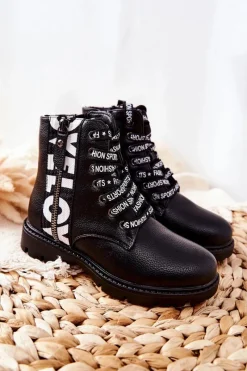 New Buty damskie Vinceza Dziecięce Botki Workery Czarne Pomeroy