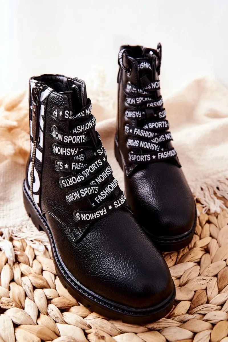 New Buty damskie Vinceza Dziecięce Botki Workery Czarne Pomeroy