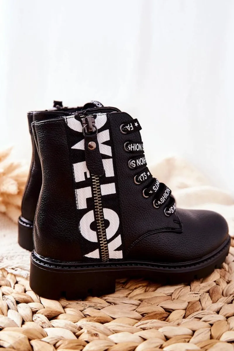 New Buty damskie Vinceza Dziecięce Botki Workery Czarne Pomeroy