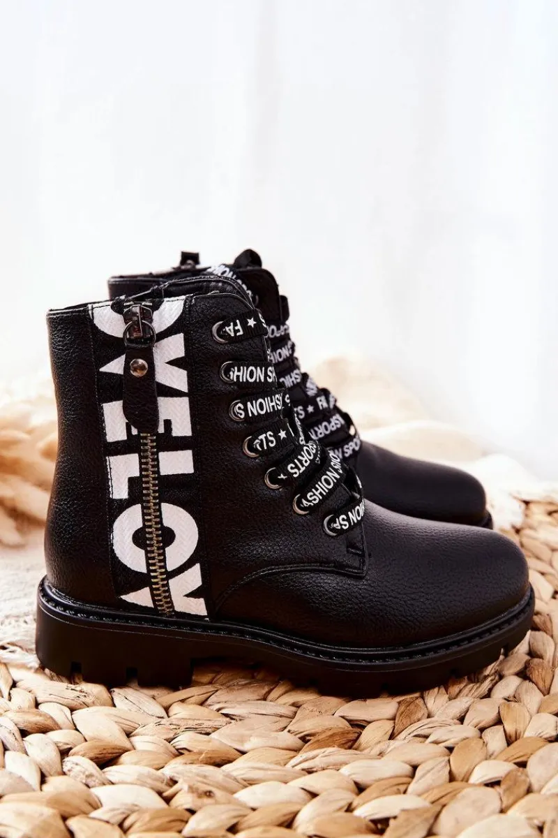 New Buty damskie Vinceza Dziecięce Botki Workery Czarne Pomeroy