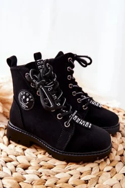 Chłopięce|Dziewczęce>Buty damskie Vinceza Dziecięce Botki Workery Czarne Mini Aspen