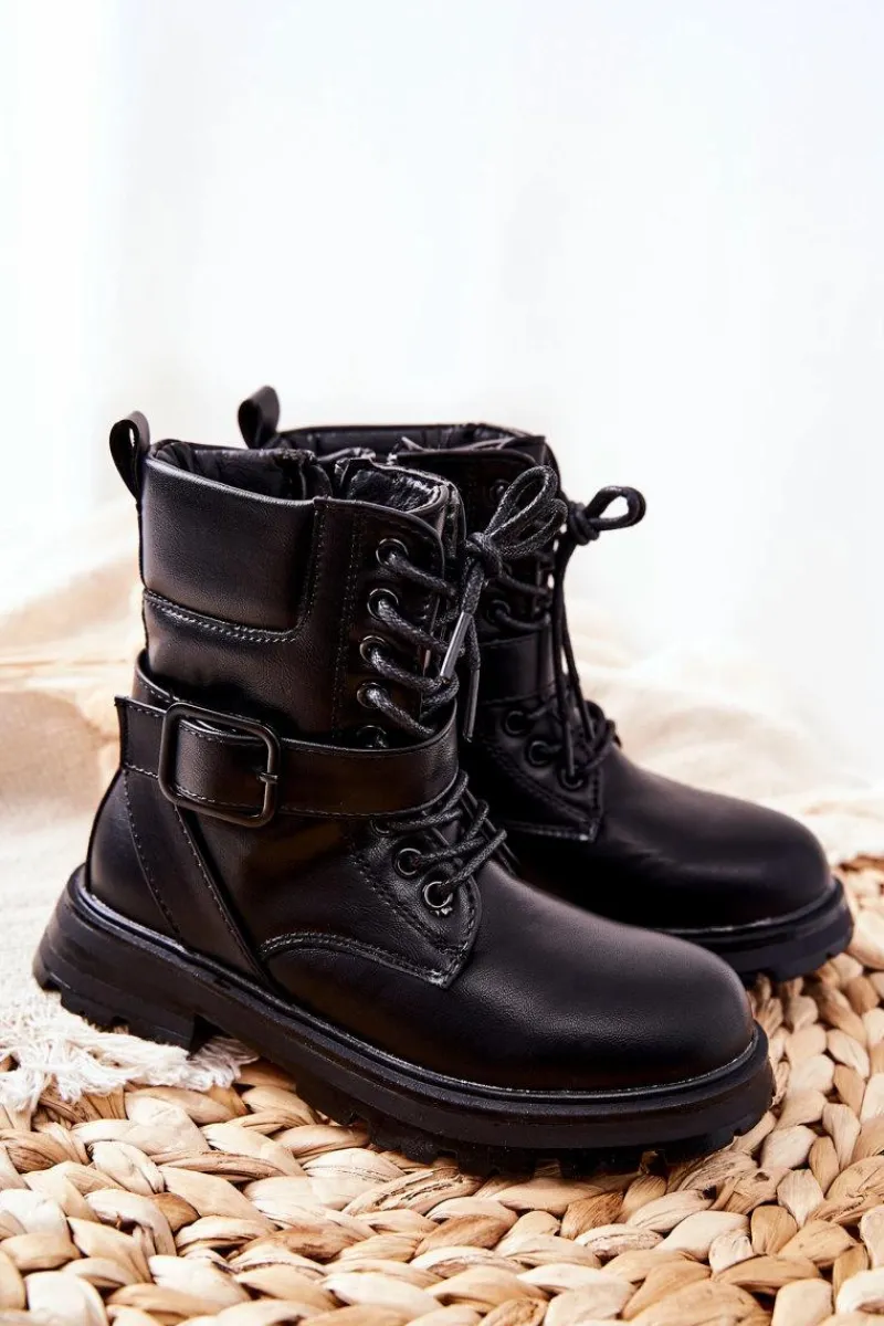 Online Dziecięce Botki Z Klamrą Czarne Dollay Dzieci Dziewczęce