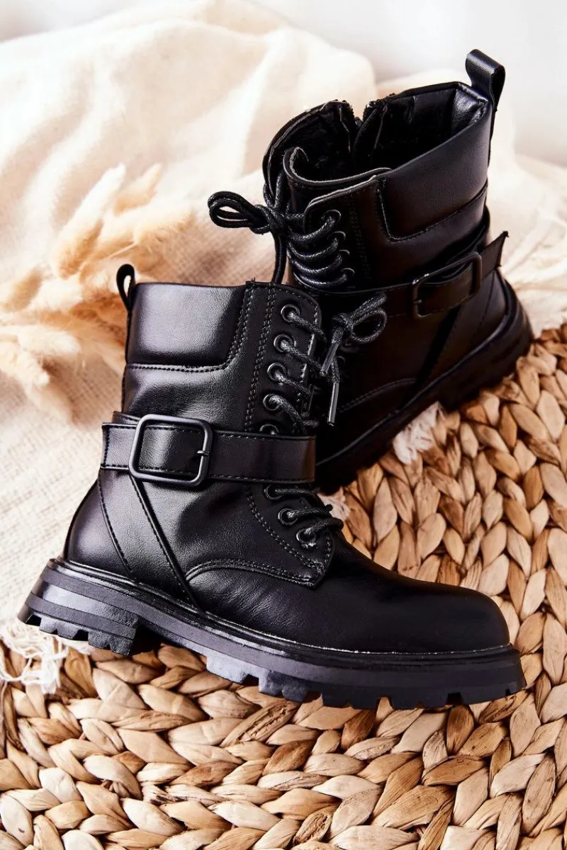 Online Dziecięce Botki Z Klamrą Czarne Dollay Dzieci Dziewczęce