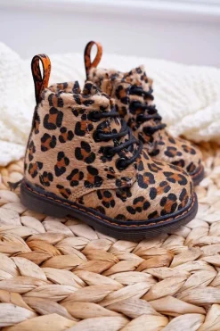 New Boto Dziecięce Botki z Suwakiem W Panterkę Lilo