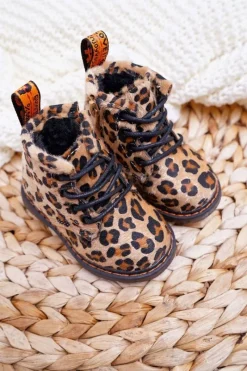 New Boto Dziecięce Botki z Suwakiem W Panterkę Lilo