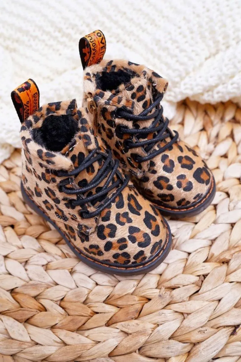 New Boto Dziecięce Botki z Suwakiem W Panterkę Lilo