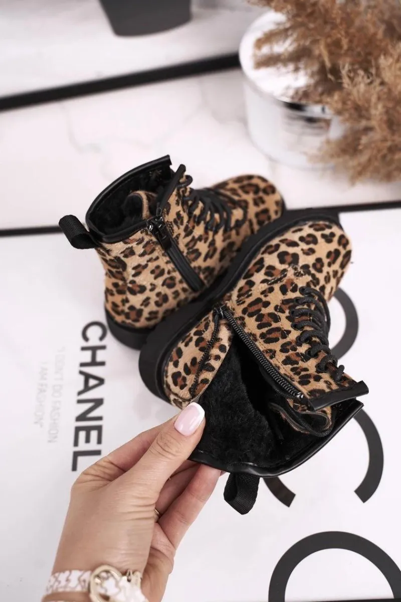 Dziecięce Botki z Suwakiem W Panterkę Dafne Dzieci Dziewczęce