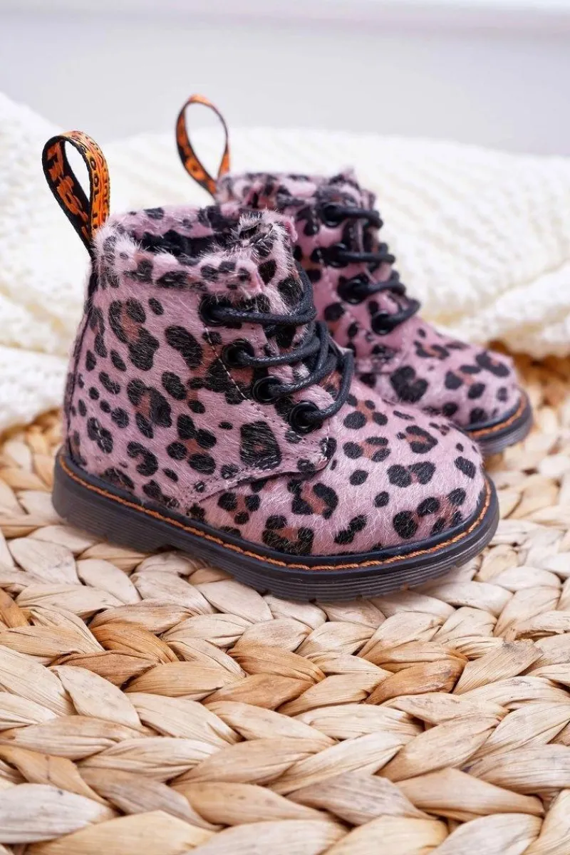 Best Boto Dziecięce Botki z Suwakiem Różowe W Panterkę Lilo