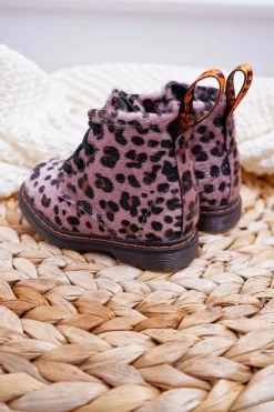 Best Boto Dziecięce Botki z Suwakiem Różowe W Panterkę Lilo