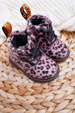 Best Boto Dziecięce Botki z Suwakiem Różowe W Panterkę Lilo