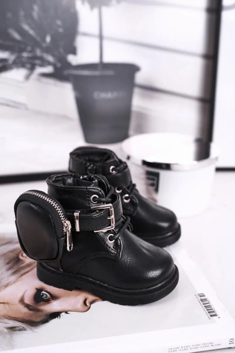 Dziecięce botki z torebką nerką czarne Twinkle Dzieci Dziewczęce