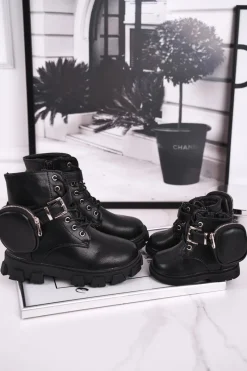 Dziecięce botki z torebką nerką czarne Twinkle Dzieci Dziewczęce