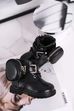 Dziecięce botki z torebką nerką czarne Twinkle Dzieci Dziewczęce