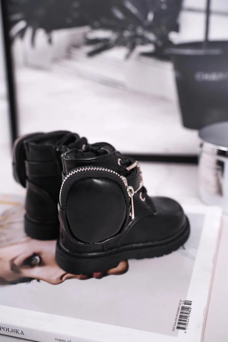 Dziecięce botki z torebką nerką czarne Twinkle Dzieci Dziewczęce