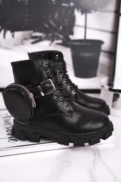 Dziecięce botki z torebką nerką czarne Twinkle Dzieci Dziewczęce