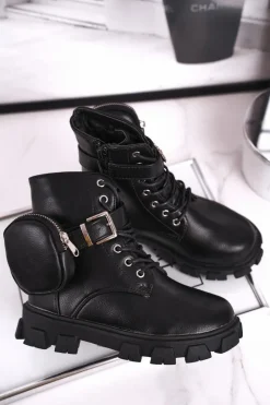 Dziecięce botki z torebką nerką czarne Twinkle Dzieci Dziewczęce