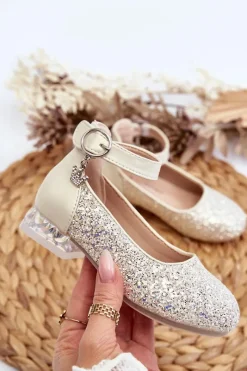 Outlet Boto Dziecięce Brokatowe Balerinki Złote Pardride