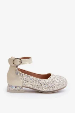 Outlet Boto Dziecięce Brokatowe Balerinki Złote Pardride