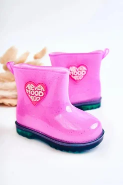 Online Boto Dziecięce Brokatowe Kalosze Fuksja Rain