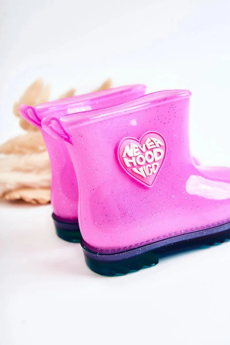 Online Boto Dziecięce Brokatowe Kalosze Fuksja Rain