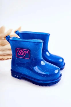 Sale Boto Dziecięce Brokatowe Kalosze Granatowe Rain Niebieski