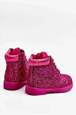 Sale Boto Dziecięce Brokatowe Ocieplane Botki Traperki Fuksja Mermaid