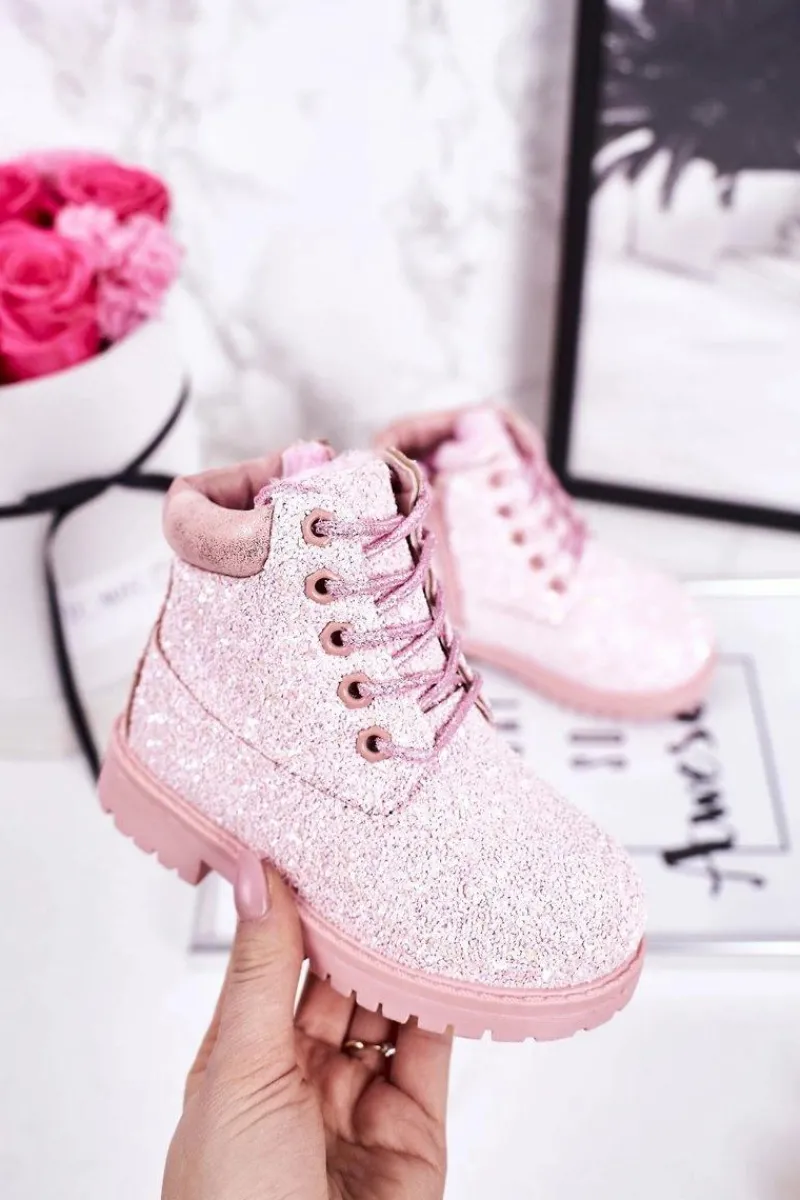 Online Dziecięce Brokatowe Ocieplane Botki Traperki Różowe Mermaid Dzieci Dziewczęce