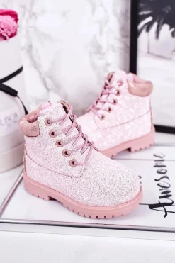 Online Dziecięce Brokatowe Ocieplane Botki Traperki Różowe Mermaid Dzieci Dziewczęce