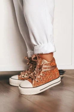 Online Dziecięce Brokatowe Trampki Złote Ally Dzieci Dziewczęce