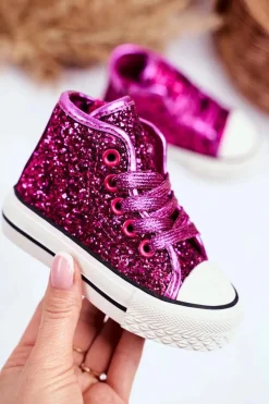 Dziewczęce>Boto Dziecięce Brokatowe Trampki Fuksja Ally